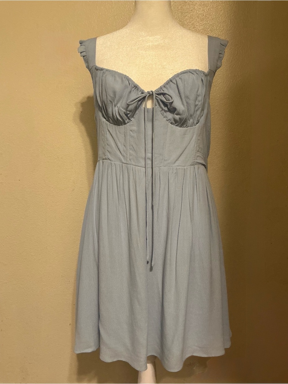 Glamorous Pale Blue Tie-Front Mini Dress